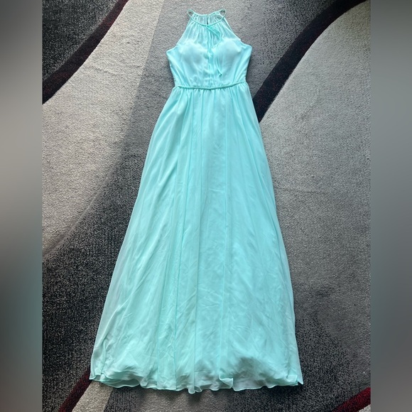 Morilee Madeline Gardner Mint Chiffon Zipper Back Evening Gown - Picture 2 of 7